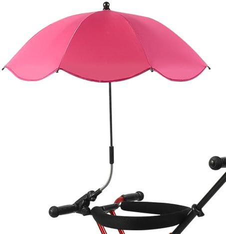Parasoll för barnvagn, universellt barnvagnsparasoll med justerbar klämma, UV-360 skydd för vagn, vattentätt paraply för cykelvagn rullstol