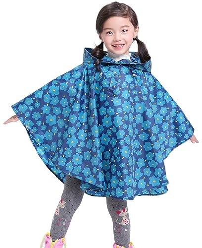 Veste Imperméable Enfant, Imperméable pour Enfants vêtement de Pluie Poncho animé pour Filles Manteau à Capuche pour Jeunes Contre intempéries Mode ludique Confort assuré vêtement extérieur