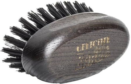 Officine Bartbürste – Bartbürste aus Wildschweinborsten Kinguin und Eschenholz, Militar Brush, handgefertigt, hergestellt in Italien, im praktischen Baumwollbeutel