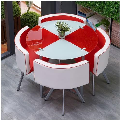 Moderner Konferenztisch Aus Gehärtetem Glas, Runder/Quadratischer Konferenztisch, Esstisch und Stühle für 4 Personen für Küche, Esszimmer,12