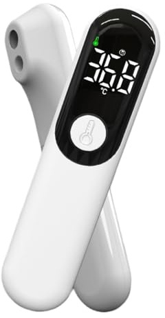 Thermomètre Frontale Sans Contact - Pour Adulte et Bébé | écran LCD rétroéclairé, mesure rapide, mémoire 32 lectures, arrêt automatique, commutateur °C/°F, rechargeable USB
