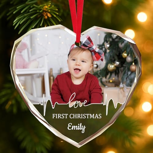 Personalisierte Weihnachtskugeln Kristall Foto - 2025 Christbaumkugel Personalisierter Foto Weihnachtsbaum Anhänger, Weihnachtsschmuck Geschenke für Familie, Paare, Freunde, Haustiere, Kinder