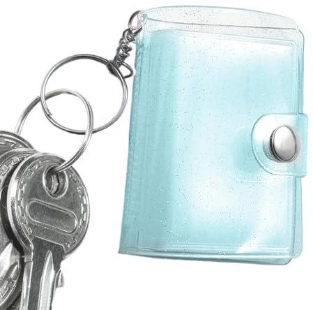 Generico Fotoalbum | Mini Fotoalbum mit 24 Taschen | Anhänger in Taschenform transparent und tragbar | für Bilderrahmen Kinder und Erwachsene Männer und Frauen Geburtstag Hochzeit Schule, blau, Fare