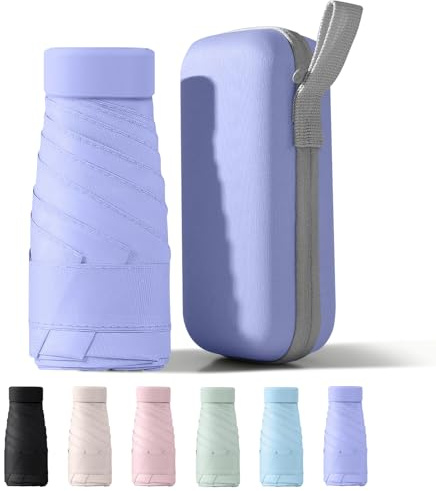 PHIEZC Mini parapluie de poche ultraléger, parapluie de voyage pliable, Parapluie De Voyage, protection contre la pluie et le soleil UPF50+, portable et confortable