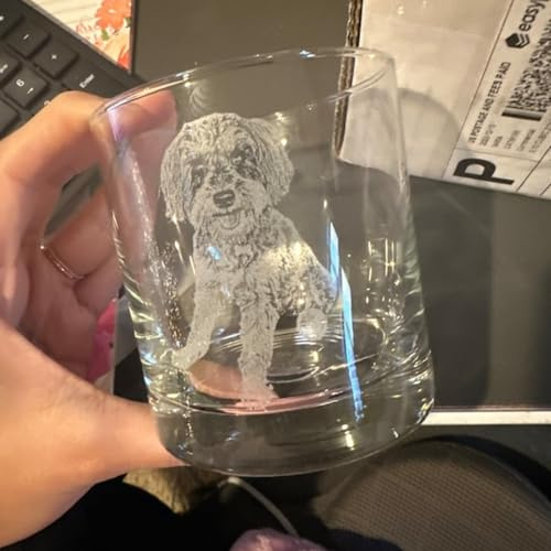 Vasos de whisky grabados con foto de mascotas, retrato personalizado para perro, regalos de cumpleaños de Navidad (4 unidades)