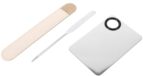 Edelstahl Kosmetikmischer mit Make Up Spatel für Foundation und Pigmente | 1 Satz, Silber, Leicht zu Reinigen, zum Mischen von Nagellack und Kosmetikfarben