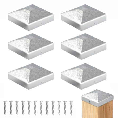 Six capuchons de poteau, capuchons de poteau de clôture de 7x7 cm
