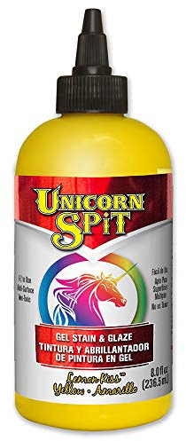 Unicorn SPiT Gel Stain and Glaze, Lemon Kiss Yellow Water Based Paint for Wood Furniture Refinishing, Vibrant Craft Colour for Glass Metal Fabric, 236ml