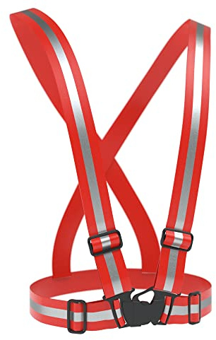 EAZY CASE Gurt Reflektorweste, durchgehende, elastische Reflektorsteifen, flexibel einstellbar, Warnweste mit Reflektoren, reflektierende Weste, ideal zur Erhöhung der Sichtbarkeit, Rot