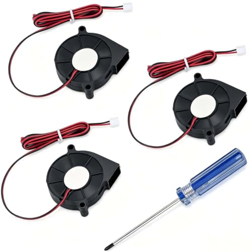 RUNCCI-YUN 3 Pcs DC 12V 3D Printer Cooling Fan Blower Fan for Cooling Heatsinks 3D Printer(50 x 50 x 15mm, black)