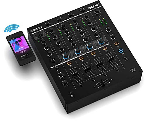Reloop AMS-RMX-44 BT Mezclador para DJ de club con 4 canales y con Bluetooth con Filtro de sonido, unidad de filtro bipolar con LPF y HPF