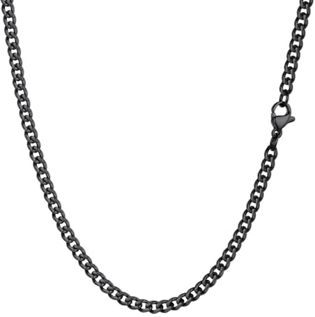 PROSTEEL halsband för män, klassisk pansarkedja, 3/6/9/12 mm bred, kubansk länkkedja för män, hiphop-kedja, cuban chain i rostfritt stål/18k förgylld, 36/46/51/55/61/66/71/76cm, Ingen ädelsten