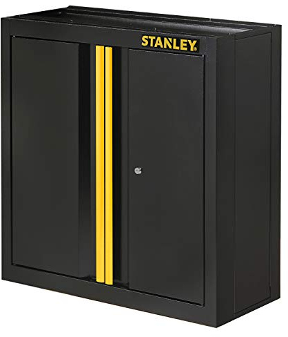 Stanley STST97598-1 Wandschrank RTA (2-türig, 30, mit Stahlrahmen, integriertes Verschlusssystem, Gesamtbelastung bis 45 kg, Track Walls montiert Werden), 83 x 19.5 x 82 cm, Schwarz