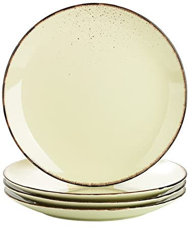 vancasso Navia Nature Vintage Stoneware Dessert Plates, Set of 4, Cream 21.5 x 21.5 x 2.5 cm