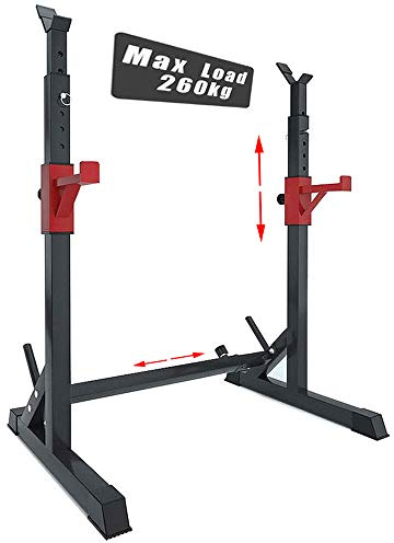 EEUK Support pour Haltères Squat Rack Barbell Rack Bench Press Squat Equipment Idéal pour Les Exercices de renforcement Musculaire, Squats et Bench Presss,Charge Max 260 Kg