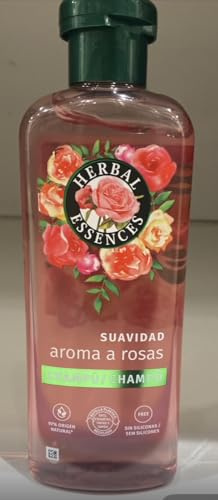Herbal Essences Suavidad Champú Rosas, 350 ml, Hidrata, De Origen Natural*, Sin Siliconas, Vegano, No Testado En Animales *Ingredientes De La Fórmula