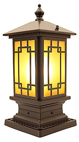 Mengjay Trade Luz de Farola Lámpara de Sobremuro Exteriores Farola de Exterior Impermeable Antigua E27 Negra Luces de Jardín Luz de Poste Luz de Pedestal Retro Caminos Patio Terraza Escalera césped