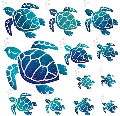 VIKSAUN 12 Decorativo para pared, pegatinas de tortuga marina, Pegatinas de Pared Vinilos decoración en casa, oficina, sala de estar, baño, aseo (12 Pcs)