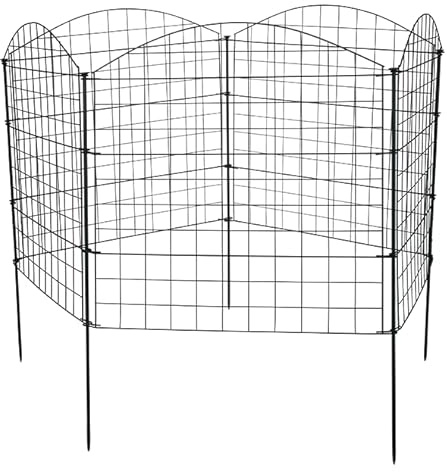 Garmix Teichzaun-Set 11-teilig 71x53cm/71x71cm/71x79cm 6x6cm Schwarz oder Grün … (Oberbogen 71x79cm, Schwarz)