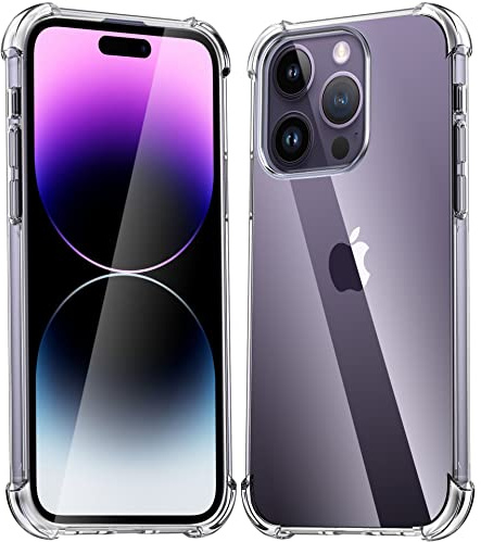 Melomon Case for iPhone 14 Pro (6.1), 14 Pro Clear Case Anti-Scratch, Shockproof Bumper,Ultra Clear Hard PC Back,Soft TPU Protective Cover for iPhone 14 Pro