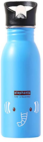 ARSBORUI Edelstahl Trinkflasche 500ml Cartoon Sport Trinkflaschen Ultraleicht Thermoskanne mit Strohhalm, Auslaufsicher Wasserflasche Trinkbecher für Kinder, Schule, Sport, Outdoor, Fahrrad, Fitness