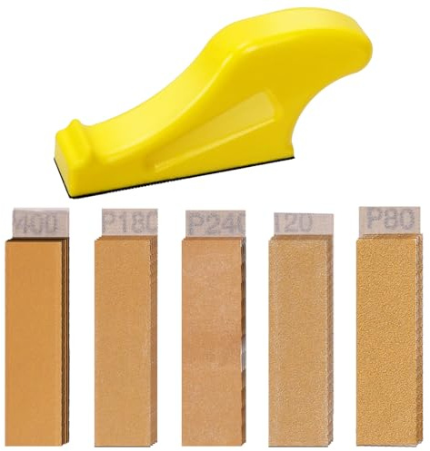 Keadic 101Pcs Micro Sander Kit Assorted Set, 3.5 x 1 inch Detail Sanding Refill and Mini Handle Sanding Tools, Grit 80 120 180 240 400 600 Hook and Loop Aluminum Oxide Sandpaper for Crafts Polishing