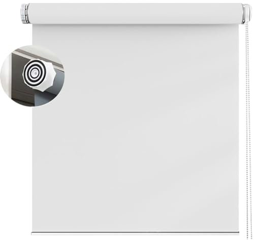 Rollo für Fenster Ohne Bohren 120 x 140 cm Sichtschutz und Sonnenschutz, Fensterrollo Seitenzugrollo Inkl. Aller Montage-Teile für Türen und Fenster, Weiß