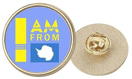 I Am From Anguilla Art Deco Brosche, rund, Metall, goldfarben, M, Metall