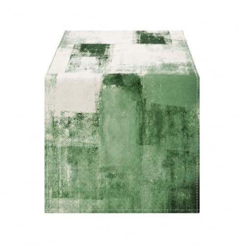 LOZULO Modern Leinenoptik Tischläufer Grün Wasserabweisend | Abwaschbar Tischläufer Esstisch Tisch Dekoration für Hochzeiten Outdoor Drinnen Urlaub Party Dekor 40 x 140 cm