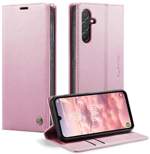 KZB Handyhülle für Samsung Galaxy A55 5G Hülle Premium Leder Klappbar Tasche Flip Case Magnet Kartenfach Standfunktion Klapphülle Schutzhülle für Samsung Galaxy A55 - Rose Gold