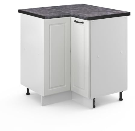 Vicco Eckunterschrank R-Line, Weiß Landhaus, 75.6 cm | MDF-Front · AP Anthrazit inkl. · Höhenverstellbare Füße · Metallgriffe · 1 Tür