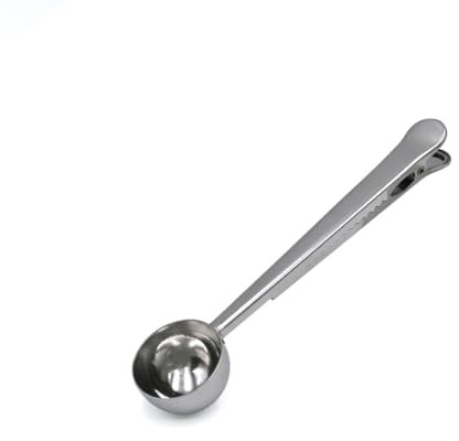 LICQIC Coffee Scoop with Bag Clip, for Sealing and Measuring Coffee, Stainless Steel, 1 Pcs Silver