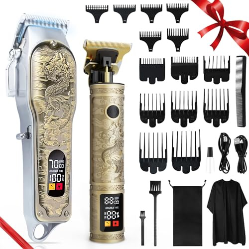 Professional Hair Clippers and Trimmers Set for Men, Cordless Rechargeable Electric Hair Clippers for Hair Cutting, Haircut Clipper for Barber, Men's Gifts for Husband, Barbers, Father