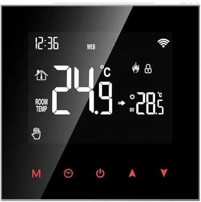 Termostato WiFi per Caldaia a Gas,Termostato Wi-Fi Schermo LCD Touch Button Retroilluminato Programmabile con Alexa Google Home e Telefono App