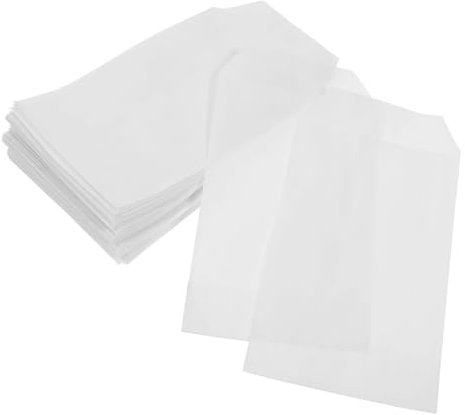 BUGUUYO 100pièces Lot De Alimentaires Papier Sacs Plats Sachets à Bonbons Et Pâtisseries Avec Visibilité Du Contenu