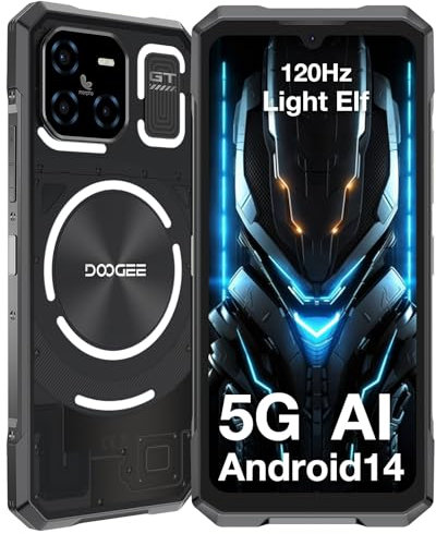 DOOGEE Blade GT Rugged Smartphone Android 5G Phone, Dynamic LED Light Effect, Dimensity D7050, 32GB+256GB/2TB, 120Hz 6.72’’FHD+, Rugged Phone Unlocked Android, 48MP, Face Unlock/Fingerprint/WIFI6/NFC