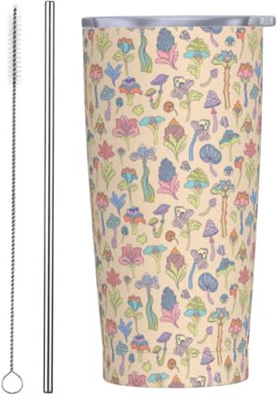 Taza Termica Acero Inoxidable 20Oz, Champiñón Taza Termo Café Con Tapas Taza Térmica De Café Personalizada Acero Inox Vaso Termico, Para Agua Y Té, Coche