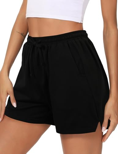 Litherday Short Sport Femme Été Bermuda Femme Short de Sport Femme avec Cordon Élastique et Poches pour Yoga Fitness Gym Jogging