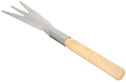 Sosoport Truelle de Jardin à 3 Dents, Acier Inoxydable et Manche en Bois, Outil à Main Confortable pour Creuser et Travaux de Jardinage
