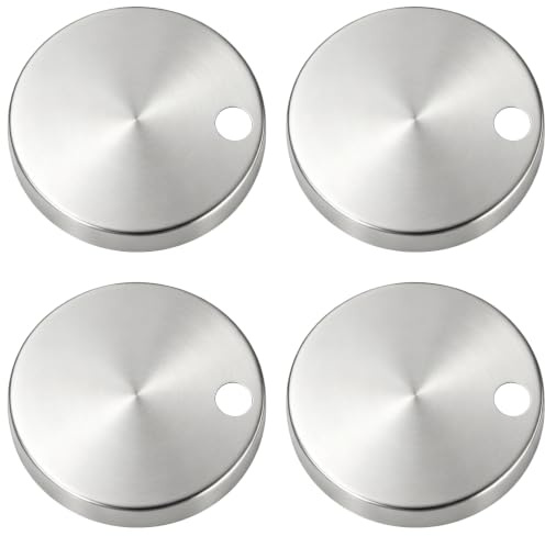 HAFRILY 4 bisagras de asiento de inodoro de 60 mm, cubiertas de acero inoxidable para bisagras de asiento de inodoro, cubiertas de fijación para agujeros ciegos de inodoro, color plateado