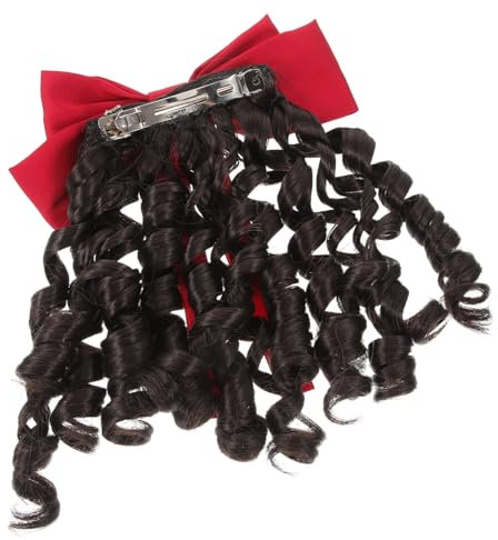 Ipetboom Curly Wavy Wig Bow Lightweight Synthetic Hairpiece for Parties Cosplay Dancing Princess Style Hair Accessory for Women