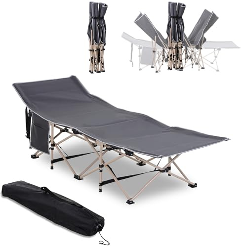 Outsunny Feldbett faltbar Campingbett 190 x 68 x 52 cm bis 150 kg Grau | Mit Tragetasche, Campingliege, Gästebett für Erwachsene, Klappbett, für Indoor, Outdoor, Garten, Camping, Reisen
