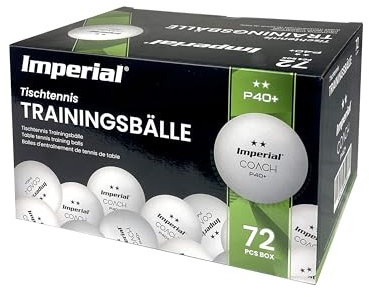 Imperial Coach P40+ 2-Sterne Tischtennisball | Plastikball aus hochwertigem ABS | 40+ mm Durchmesser | Mit Naht | Weiß | 72 Stück | Training & Freizeit