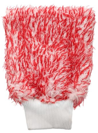 sourcing map Microfiber Car Wash Mitts 10 x 8 Scratch Free Wash Gloves Absorbent Double Sided Plush Cleaning Drying Mitts for Car Washing Home Clean Red White