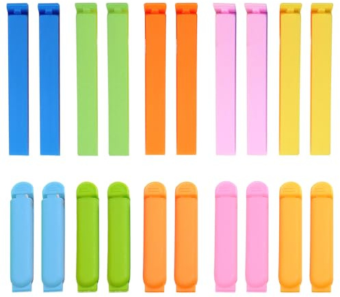 EDLMKM 20 Pcs iFood Clips Bag Sealing Clipss, FFood Bag Clips for Food Storage, iFood Storage Clipsz, Plastic BagSealing Clipss, Multicoloured Freezer Bag Clipsi, FFood Sealing Clipsi, Kitchen Clipsz