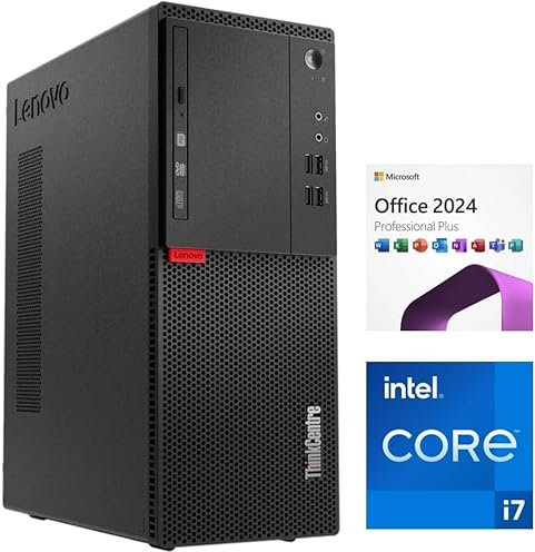 Lenovo - Schneller PC mit Intel Core i7 6700 - Desktop Computer + Silent Rechner für Büro & Home Office mit 4 GHZ - 32 GB - 1000 GB SSD - USB3.0 - WLAN - inkl Windows 11 Pro und MS Office 2024 - #8122