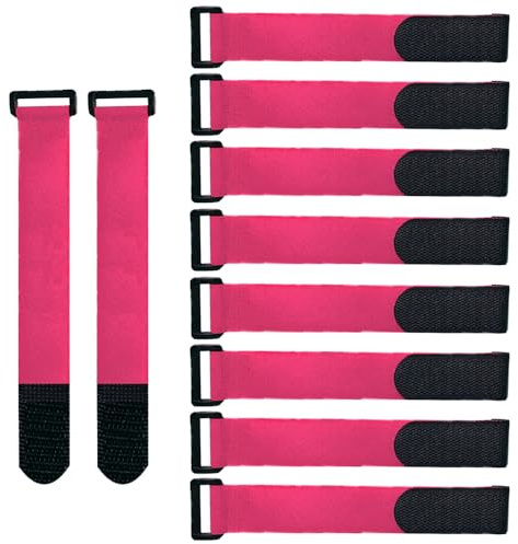 QitinDasen 20 Piezas 20 X 2 cm Nailon Cables Bridas, Correas de Cable Reutilizables, Tiras de Cable Ajustables, Ataduras de Cable Multiusos con Gancho y Bucle (Rosa)