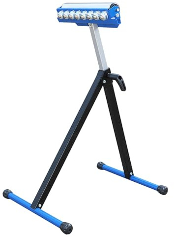 Supporto pieghevole a rullo per lavorazione del legno, altezza regolabile, piedistallo a tre funzioni per alimentazione trasportatore, supporto per sega da banco