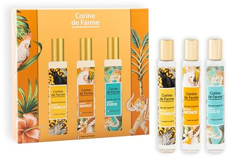 Corine de Farme Coffret Monosenteurs Tropical 3x30ml Coco Vanille Monoï | Coffret Parfum Femme - Florale Fruitée - Formule Naturelle - EDT + Lait Corps