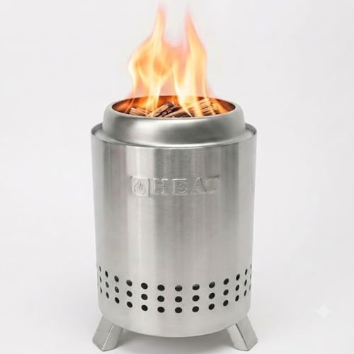 Heat Rokfri Rauchfreier Feuerkorb - Rauchfreie Feuerschale Klein - Tisch Feuerstelle - Fire Pit Outdoor - Feuertonne - 15x15x21cm - Stainless